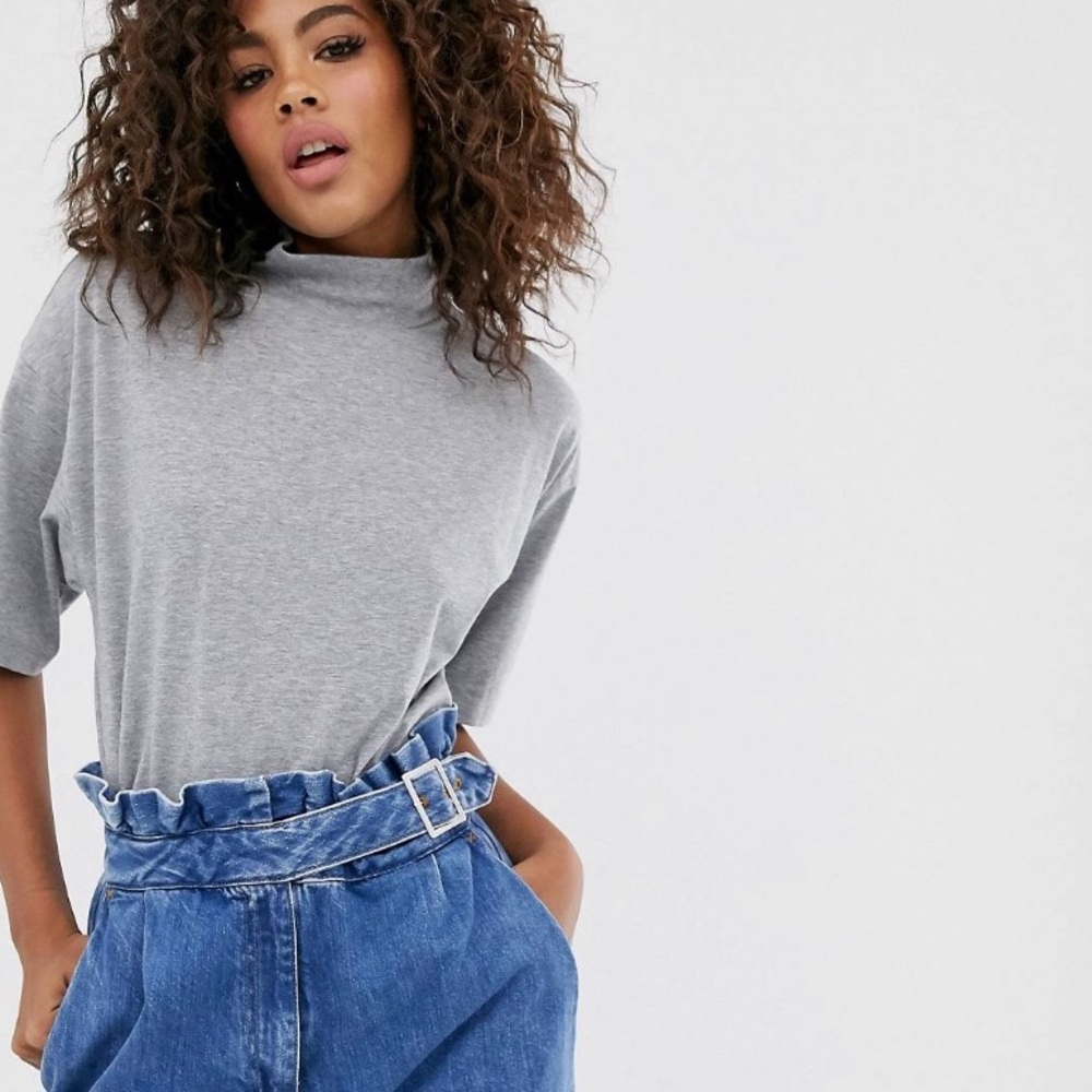 NWOT Grey Mock-Neck ASOS Tee